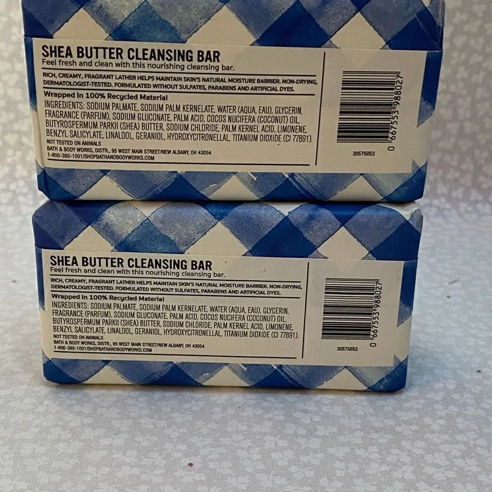 Bath and Body Works Gingham Shea Butter Cleansing Bar Qty:2 5 Oz each.